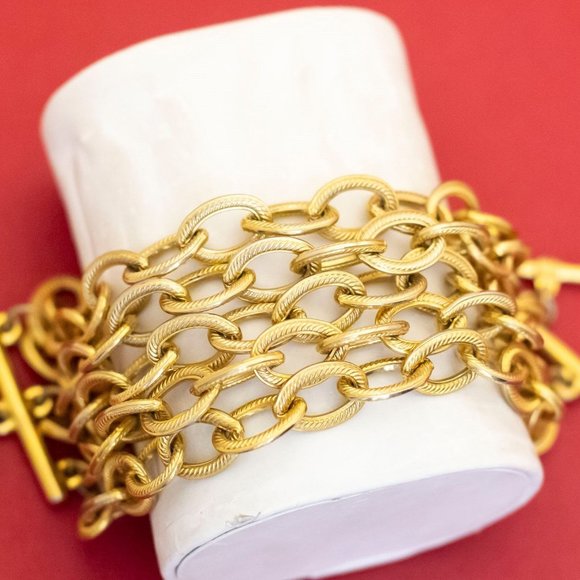 8 Inch Vintage Gold Tone Multi Chains Elegant Bracelet by Anne Klein - F47 - Picture 1 of 3